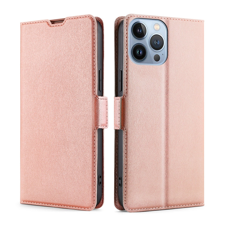 For iPhone 14 Pro Max Ultra-thin Voltage Side Buckle Leather Phone Case