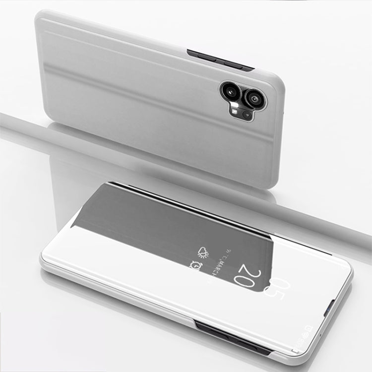 For Nothing Phone 1 Plated Mirror Horizontal Flip Leather Phone Case with Holder