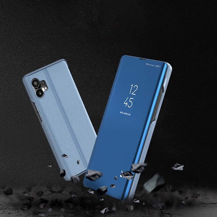 For Nothing Phone 1 Plated Mirror Horizontal Flip Leather Phone Case with Holder