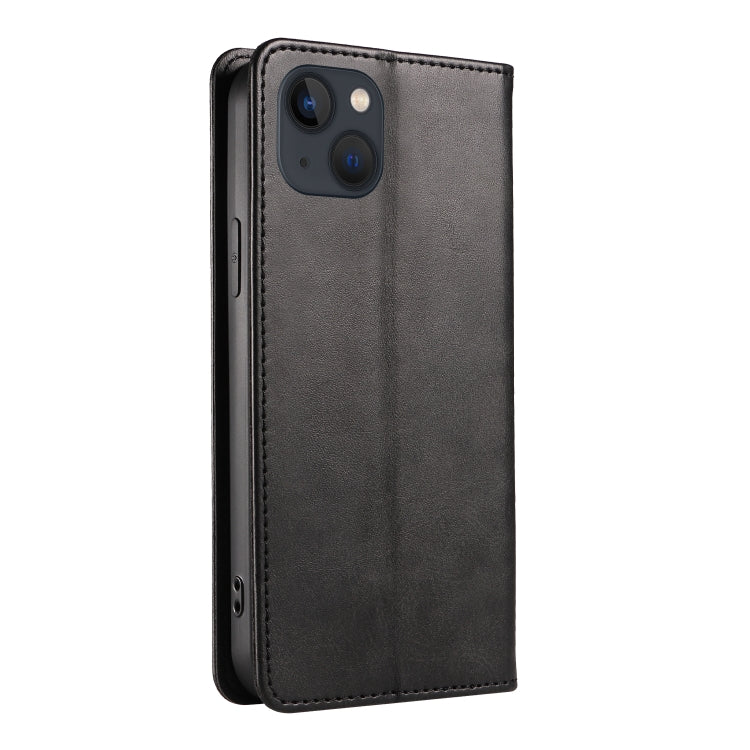 For iPhone 14 Calf Texture Magnetic Flip Leather Phone Case