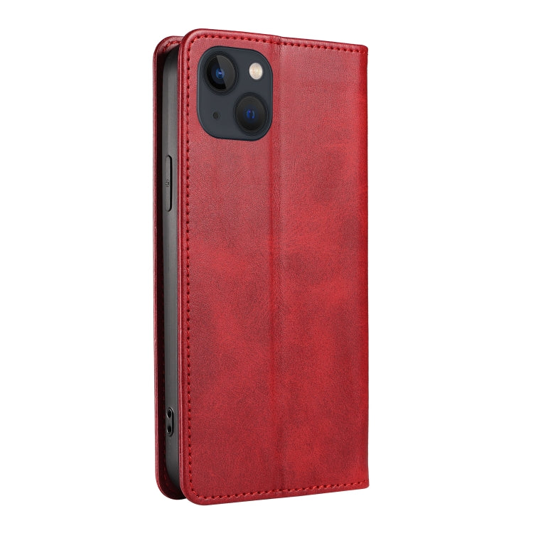 For iPhone 14 Calf Texture Magnetic Flip Leather Phone Case