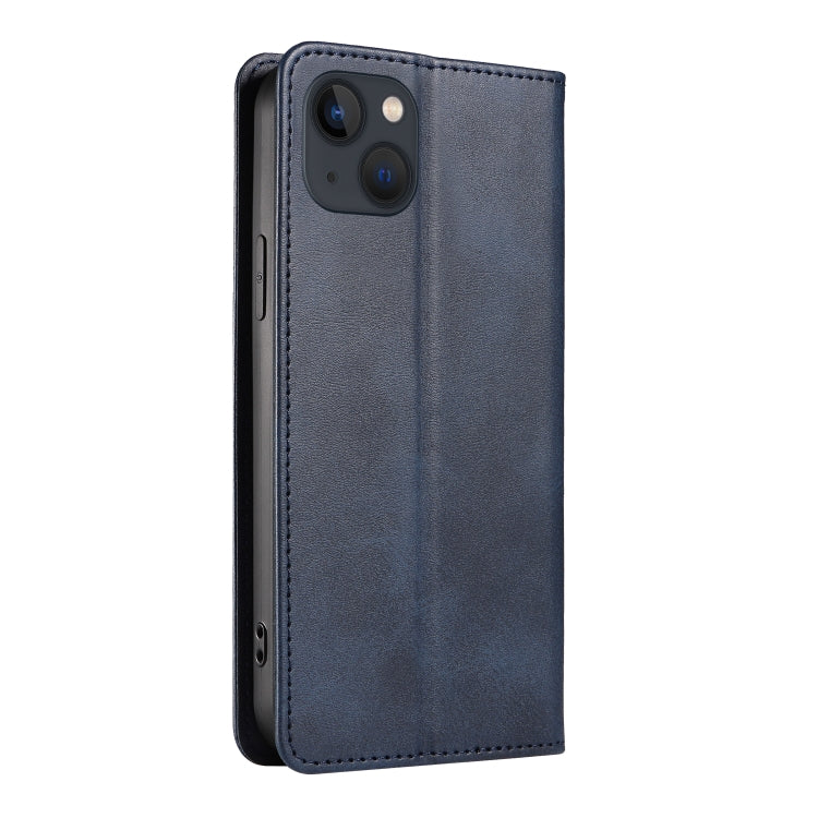 For iPhone 14 Calf Texture Magnetic Flip Leather Phone Case