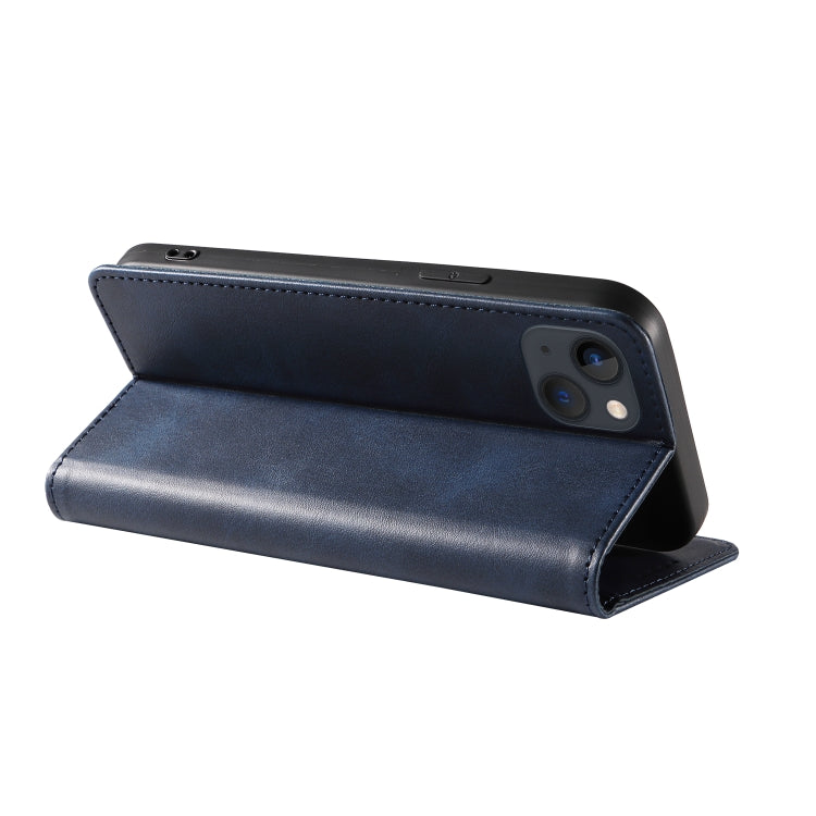 For iPhone 14 Calf Texture Magnetic Flip Leather Phone Case
