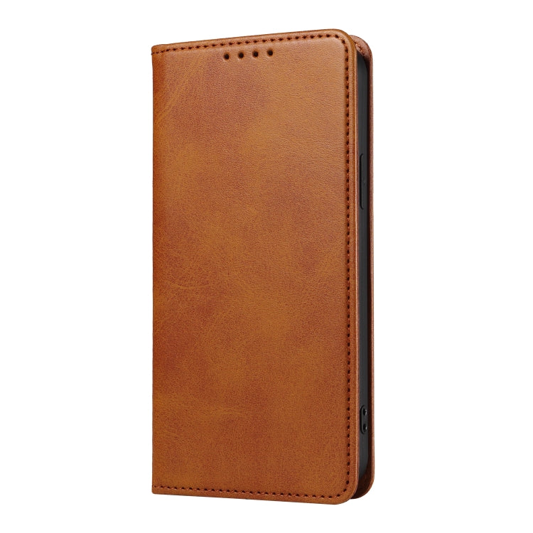 For iPhone 14 Calf Texture Magnetic Flip Leather Phone Case