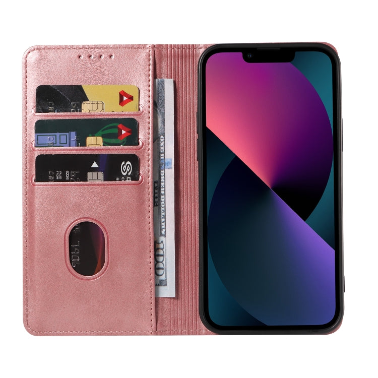 For iPhone 14 Calf Texture Magnetic Flip Leather Phone Case