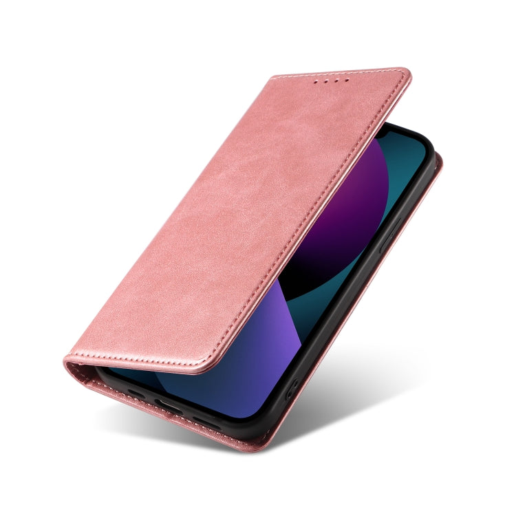 For iPhone 14 Calf Texture Magnetic Flip Leather Phone Case