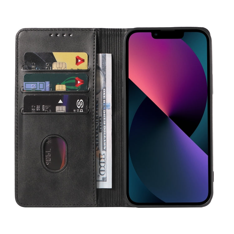 For iPhone 14 Plus Calf Texture Magnetic Flip Leather Phone Case