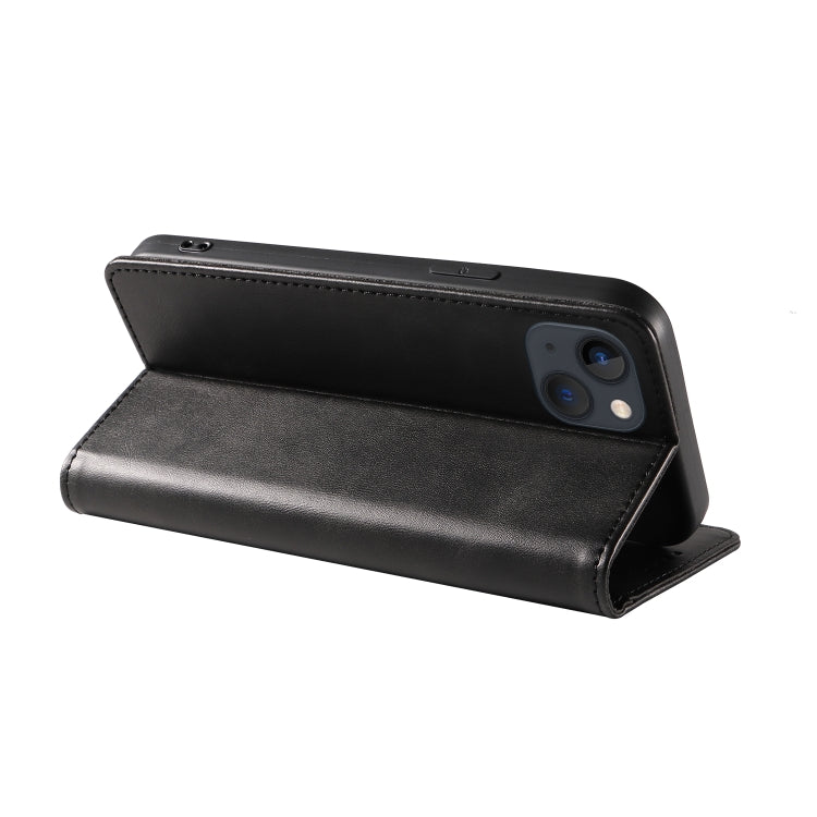 For iPhone 14 Plus Calf Texture Magnetic Flip Leather Phone Case