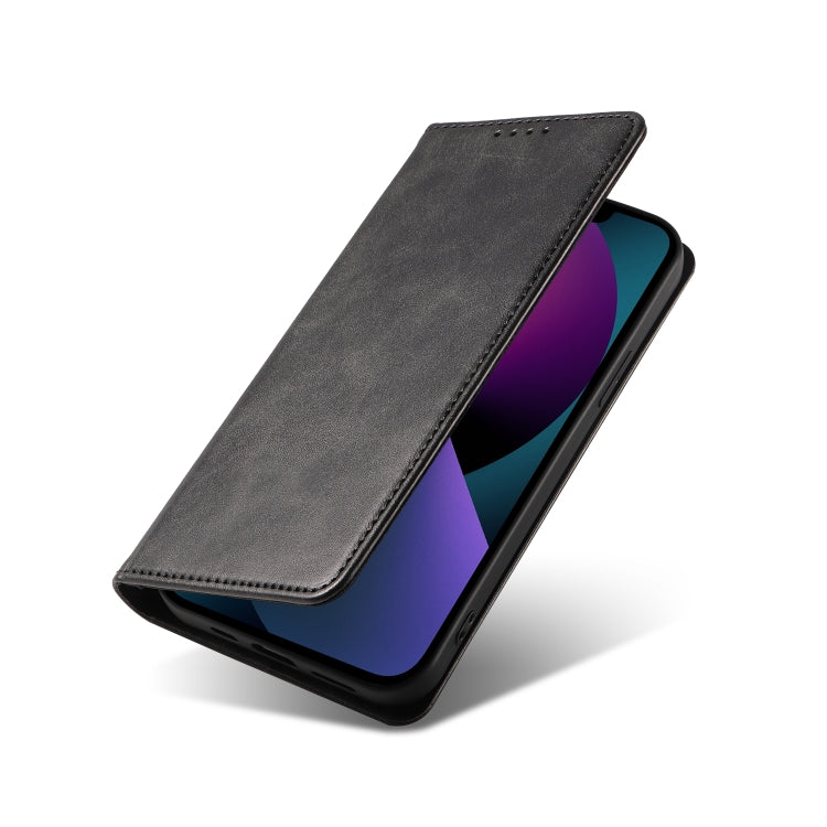 For iPhone 14 Plus Calf Texture Magnetic Flip Leather Phone Case