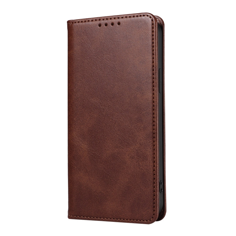 For iPhone 14 Plus Calf Texture Magnetic Flip Leather Phone Case