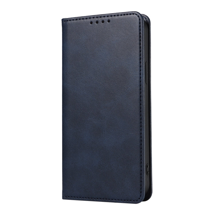 For iPhone 14 Plus Calf Texture Magnetic Flip Leather Phone Case