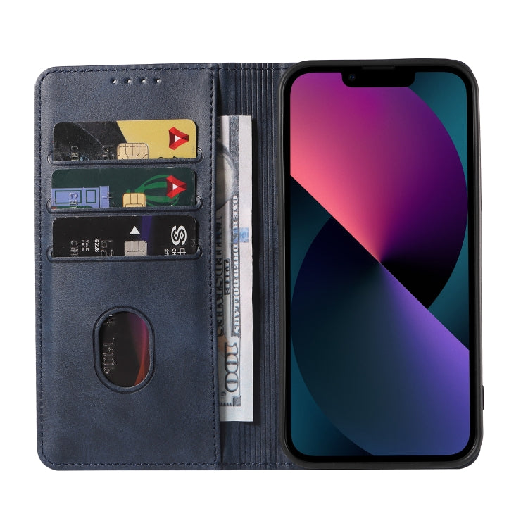 For iPhone 14 Plus Calf Texture Magnetic Flip Leather Phone Case