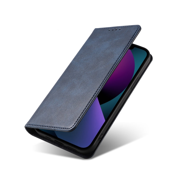 For iPhone 14 Plus Calf Texture Magnetic Flip Leather Phone Case