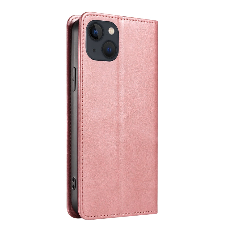 For iPhone 14 Plus Calf Texture Magnetic Flip Leather Phone Case