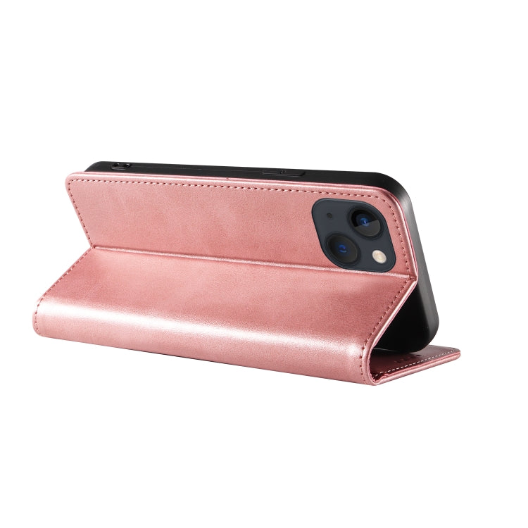 For iPhone 14 Plus Calf Texture Magnetic Flip Leather Phone Case