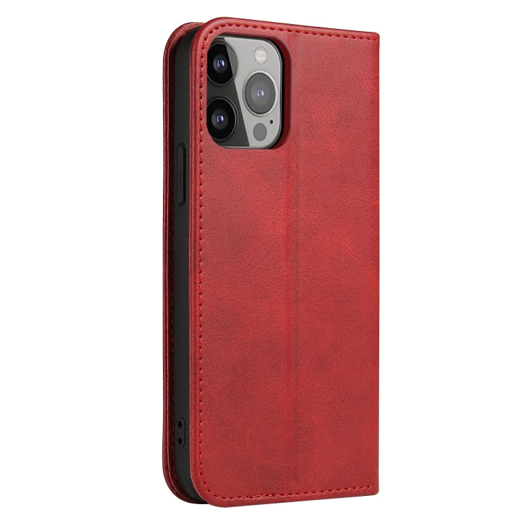 For iPhone 14 Pro Calf Texture Magnetic Flip Leather Phone Case