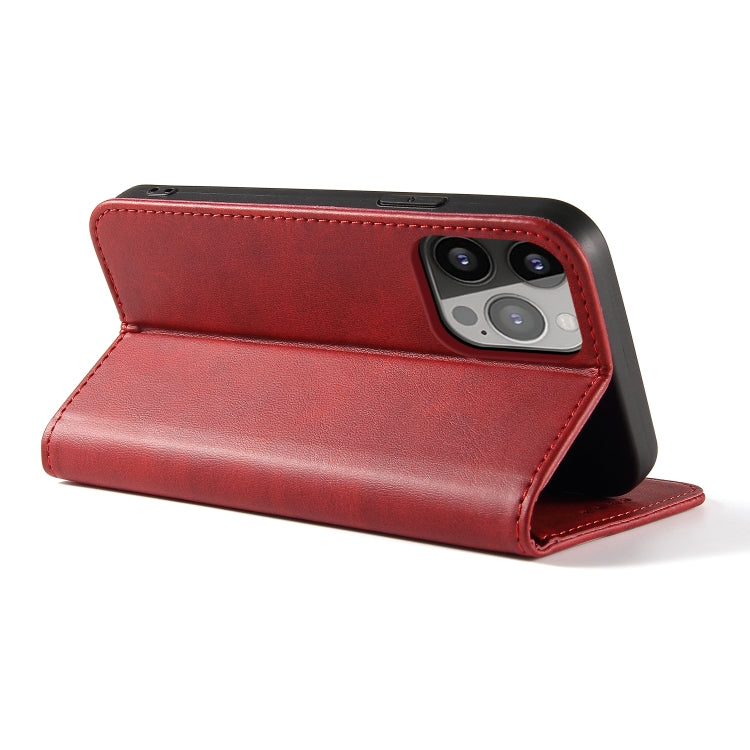 For iPhone 14 Pro Calf Texture Magnetic Flip Leather Phone Case