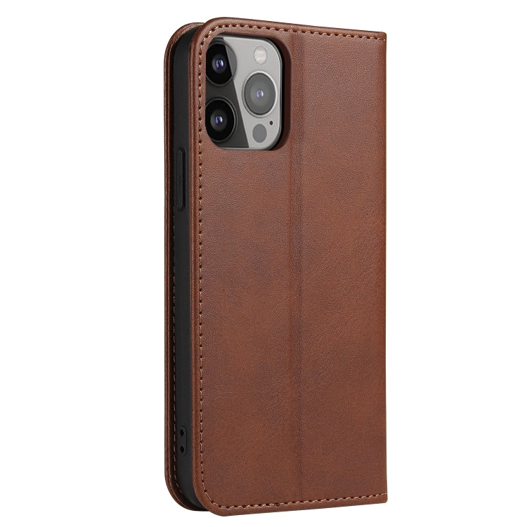 For iPhone 14 Pro Calf Texture Magnetic Flip Leather Phone Case