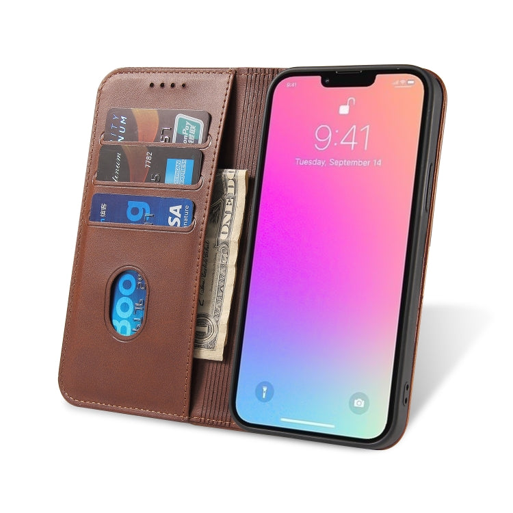 For iPhone 14 Pro Calf Texture Magnetic Flip Leather Phone Case