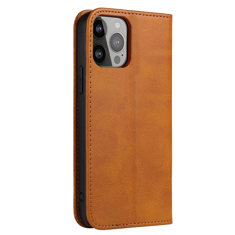 For iPhone 14 Pro Calf Texture Magnetic Flip Leather Phone Case