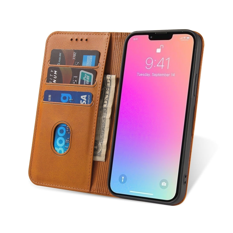 For iPhone 14 Pro Calf Texture Magnetic Flip Leather Phone Case