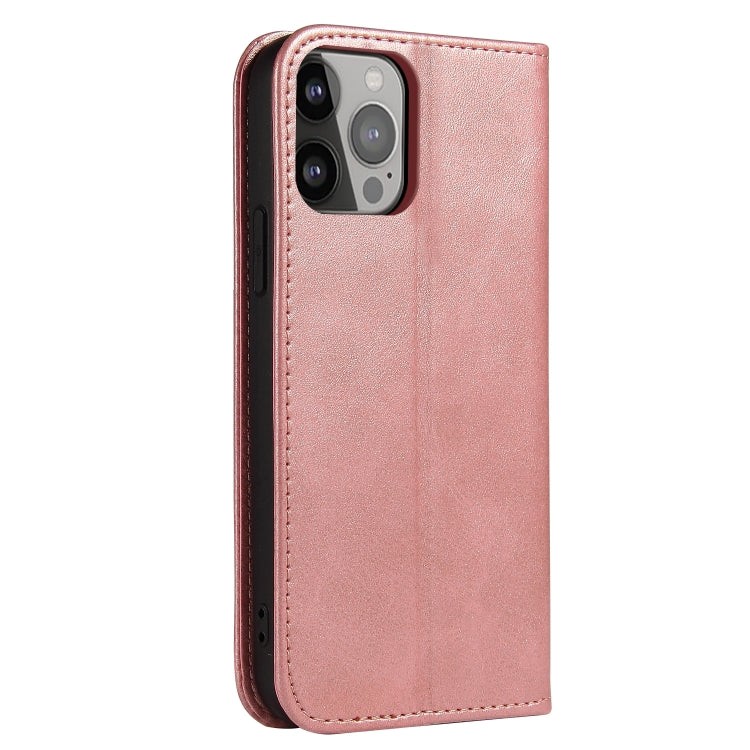 For iPhone 14 Pro Calf Texture Magnetic Flip Leather Phone Case