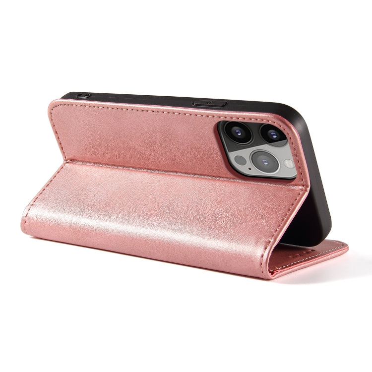 For iPhone 14 Pro Calf Texture Magnetic Flip Leather Phone Case