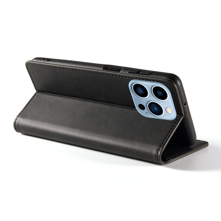 For iPhone 14 Pro Max Calf Texture Magnetic Flip Leather Phone Case
