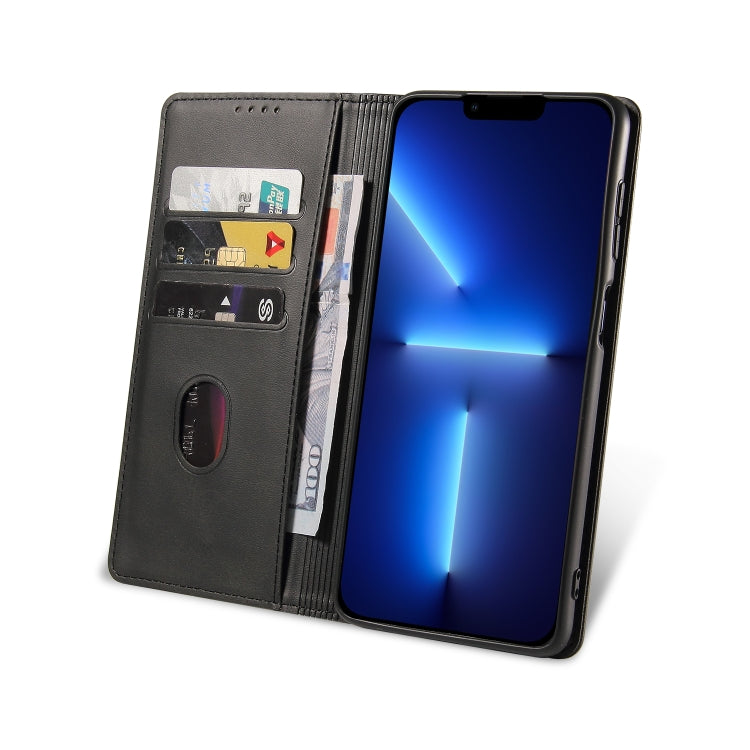 For iPhone 14 Pro Max Calf Texture Magnetic Flip Leather Phone Case