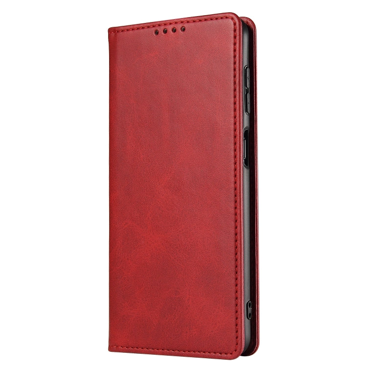 For iPhone 14 Pro Max Calf Texture Magnetic Flip Leather Phone Case