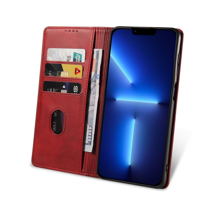 For iPhone 14 Pro Max Calf Texture Magnetic Flip Leather Phone Case