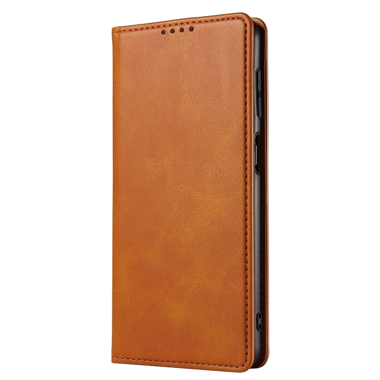 For iPhone 14 Pro Max Calf Texture Magnetic Flip Leather Phone Case