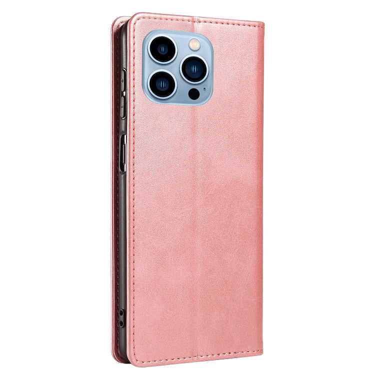 For iPhone 14 Pro Max Calf Texture Magnetic Flip Leather Phone Case