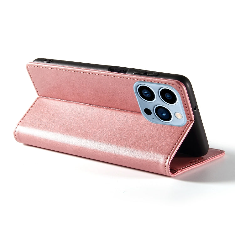 For iPhone 14 Pro Max Calf Texture Magnetic Flip Leather Phone Case