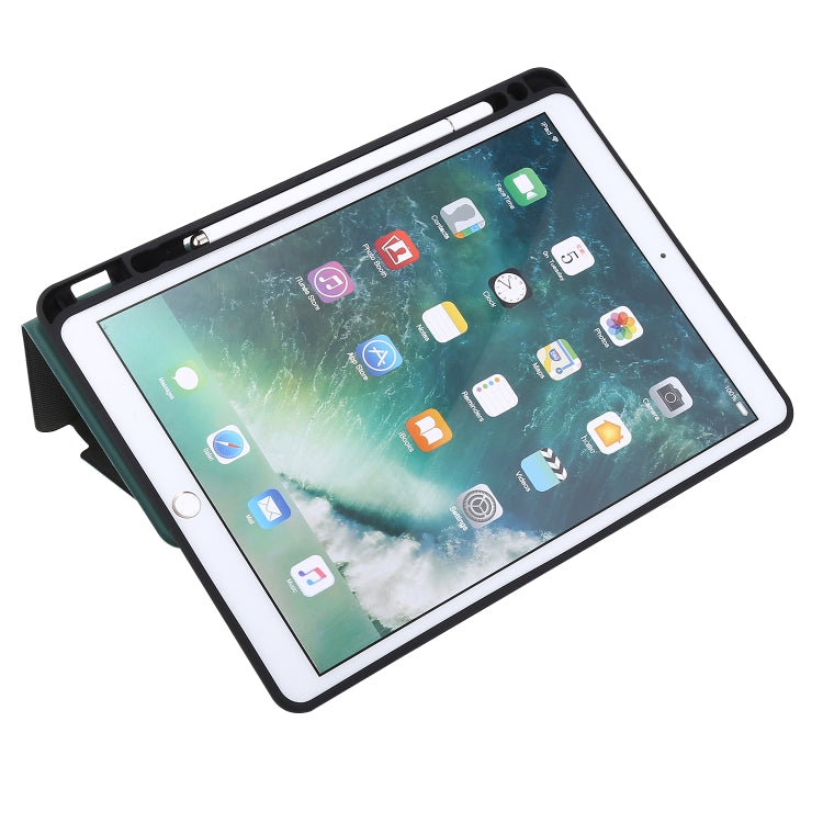 For iPad 9.7 (2018) / (2017) Electric Pressed Texture Horizontal Flip Leather Case with Holder & Pen Slot