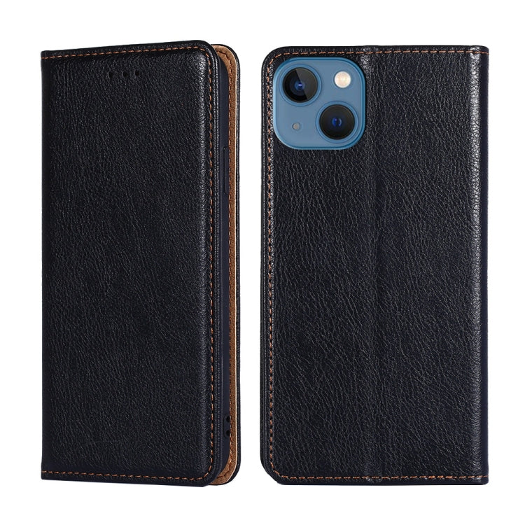 For iPhone 14 Plus Gloss Oil Solid Color Magnetic Leather Phone Case