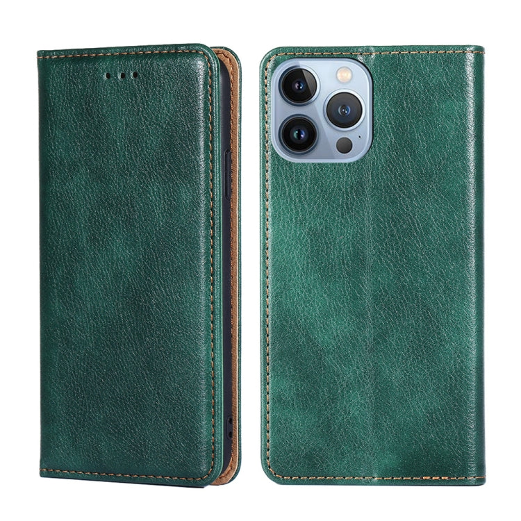 For iPhone 14 Pro Gloss Oil Solid Color Magnetic Leather Phone Case Pro