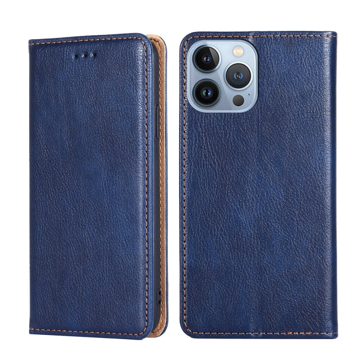 For iPhone 14 Pro Gloss Oil Solid Color Magnetic Leather Phone Case Pro