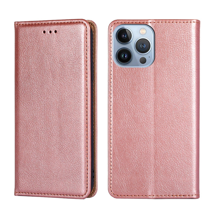 For iPhone 14 Pro Gloss Oil Solid Color Magnetic Leather Phone Case Pro