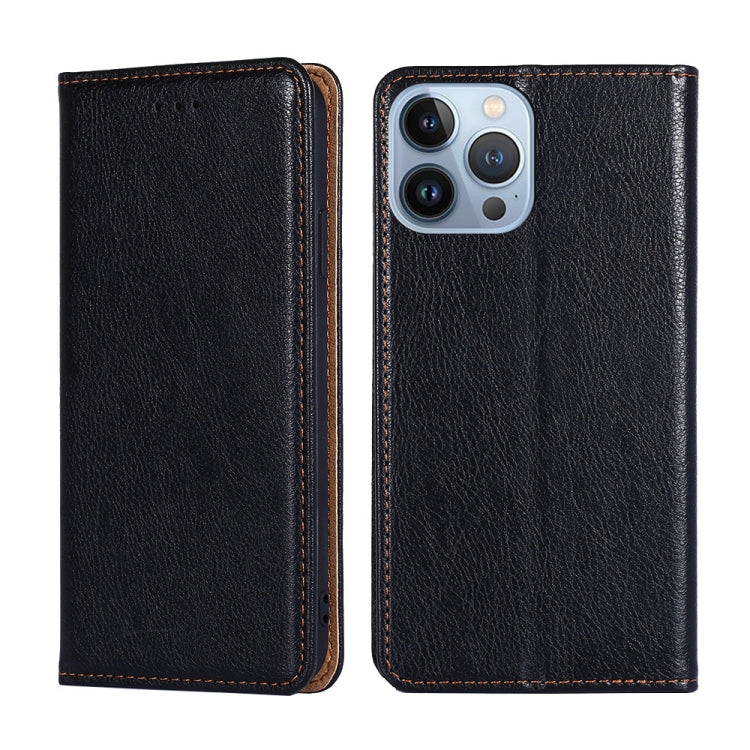 For iPhone 14 Pro Gloss Oil Solid Color Magnetic Leather Phone Case Pro