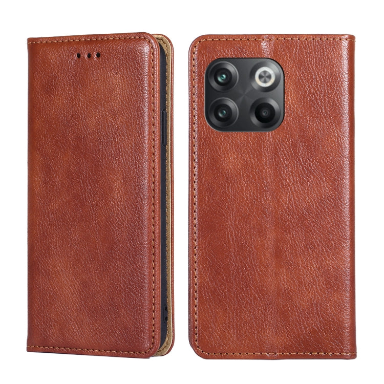 For OnePlus 10T Gloss Oil Solid Color Magnetic Leather Phone Case