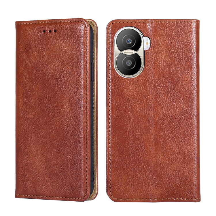 For Honor X40i Gloss Oil Solid Color Magnetic Leather Phone Case
