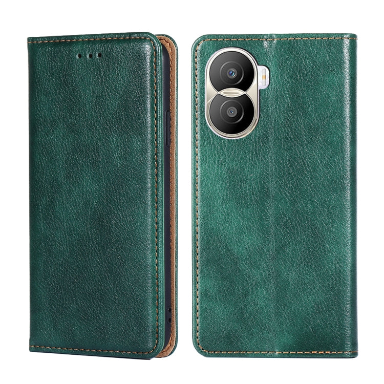 For Honor X40i Gloss Oil Solid Color Magnetic Leather Phone Case
