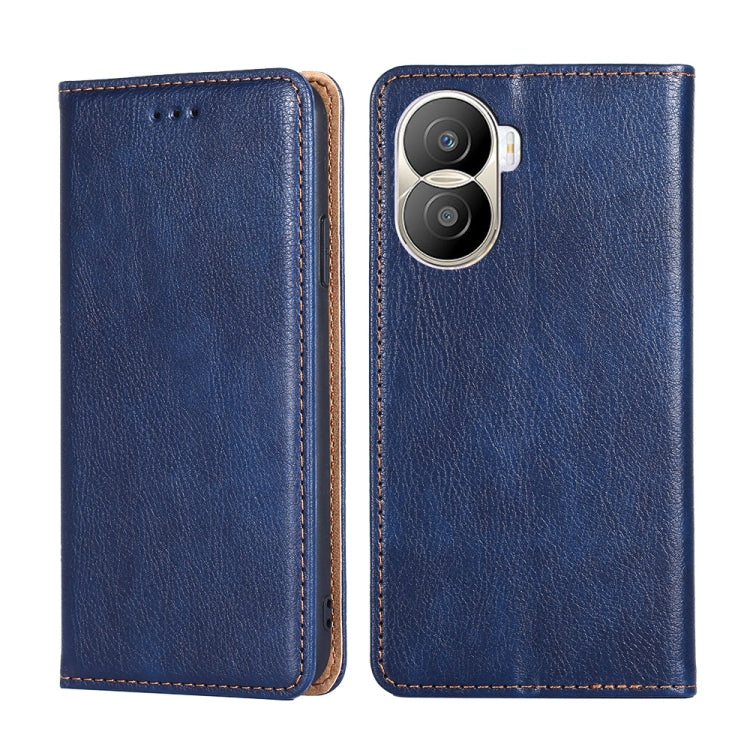 For Honor X40i Gloss Oil Solid Color Magnetic Leather Phone Case