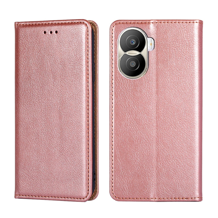For Honor X40i Gloss Oil Solid Color Magnetic Leather Phone Case