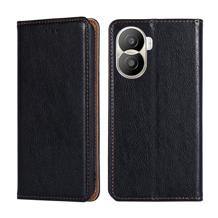 For Honor X40i Gloss Oil Solid Color Magnetic Leather Phone Case