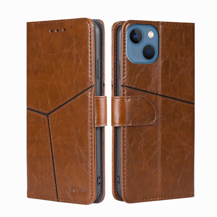 For iPhone 14 Geometric Stitching Leather Phone Case