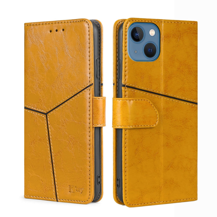 For iPhone 14 Geometric Stitching Leather Phone Case