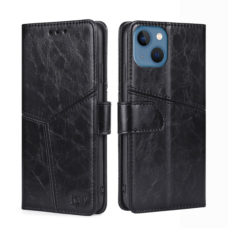 For iPhone 14 Geometric Stitching Leather Phone Case