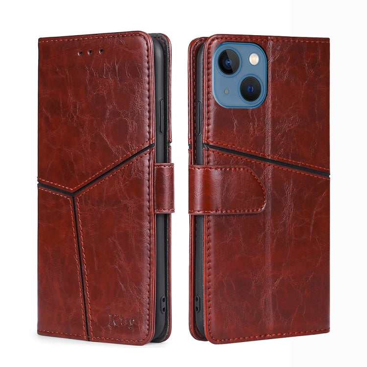 For iPhone 14 Plus Geometric Stitching Leather Phone Case